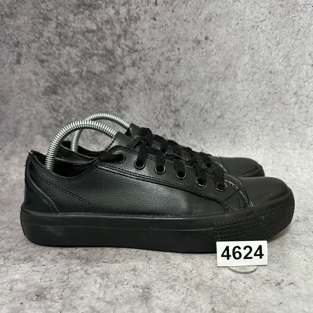 TredSafe Kitch Sneakers Women 9 Black Leather Slip Resistant Work Shoes Low Top